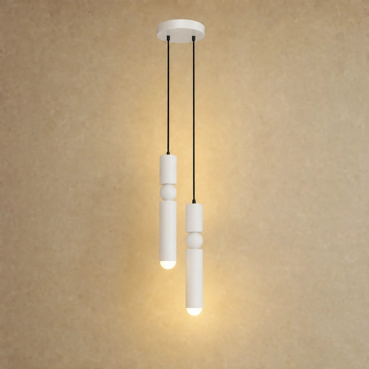 Lustre moderne Sumiro en blanc mat, version deux lumières