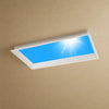 Panneau LED plafond effet ciel bleu ensoleillé Oculéa, cadre aluminium blanc | Delvanie