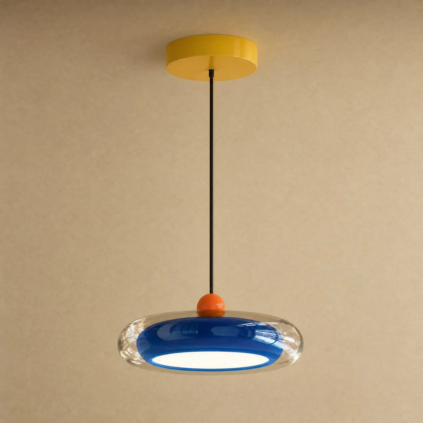 Suspension en verre bleu cobalt à câble ajustable, Prismya | Delvanie