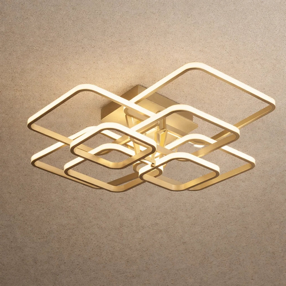 Plafonnier LED Carré - Halo Géométrique Contemporain | Zelyor -  |   Delvanie