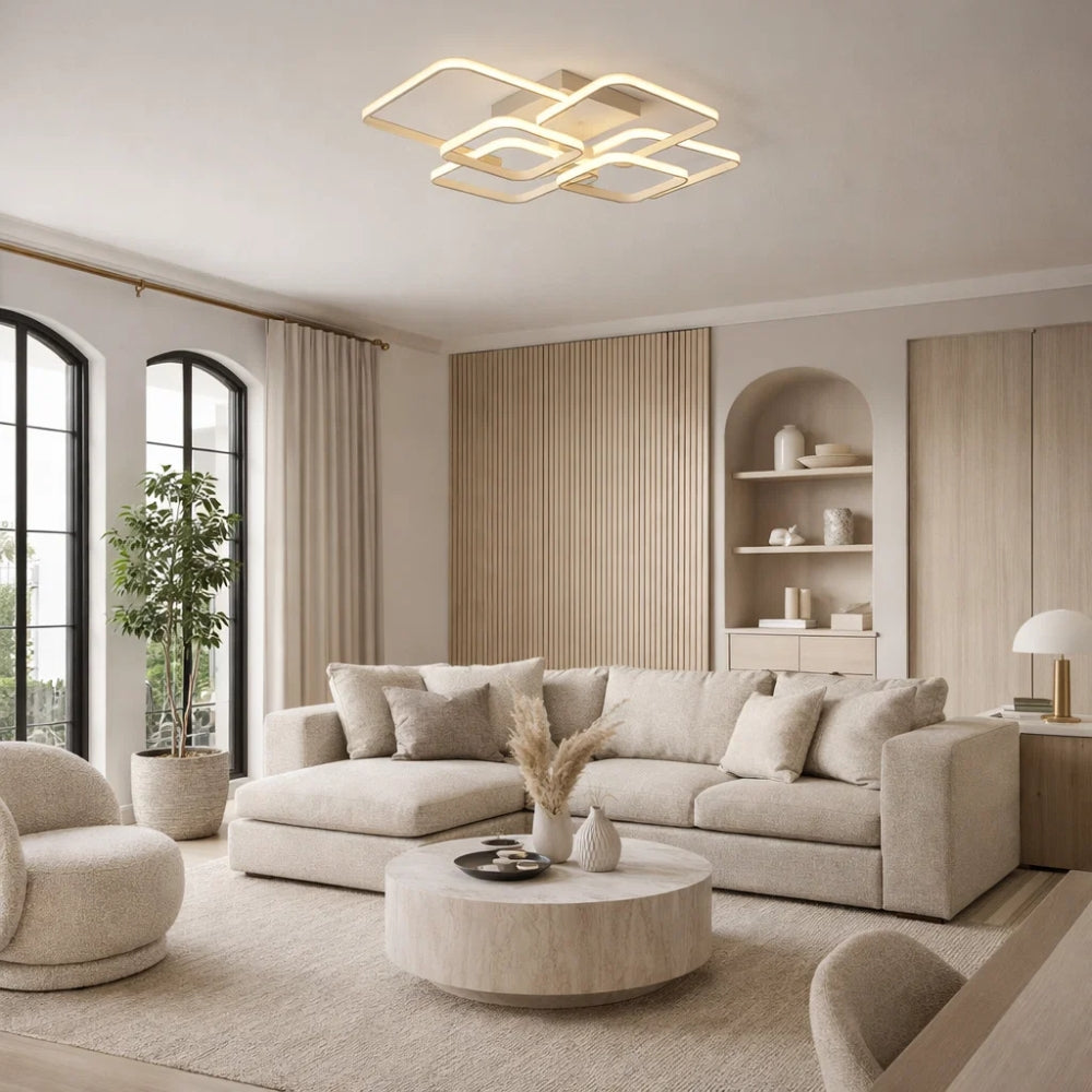 Plafonnier LED Carré - Halo Géométrique Contemporain | Zelyor -  |   Delvanie