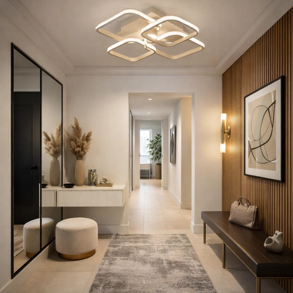 Plafonnier LED Carré - Halo Géométrique Contemporain | Zelyor -  |   Delvanie