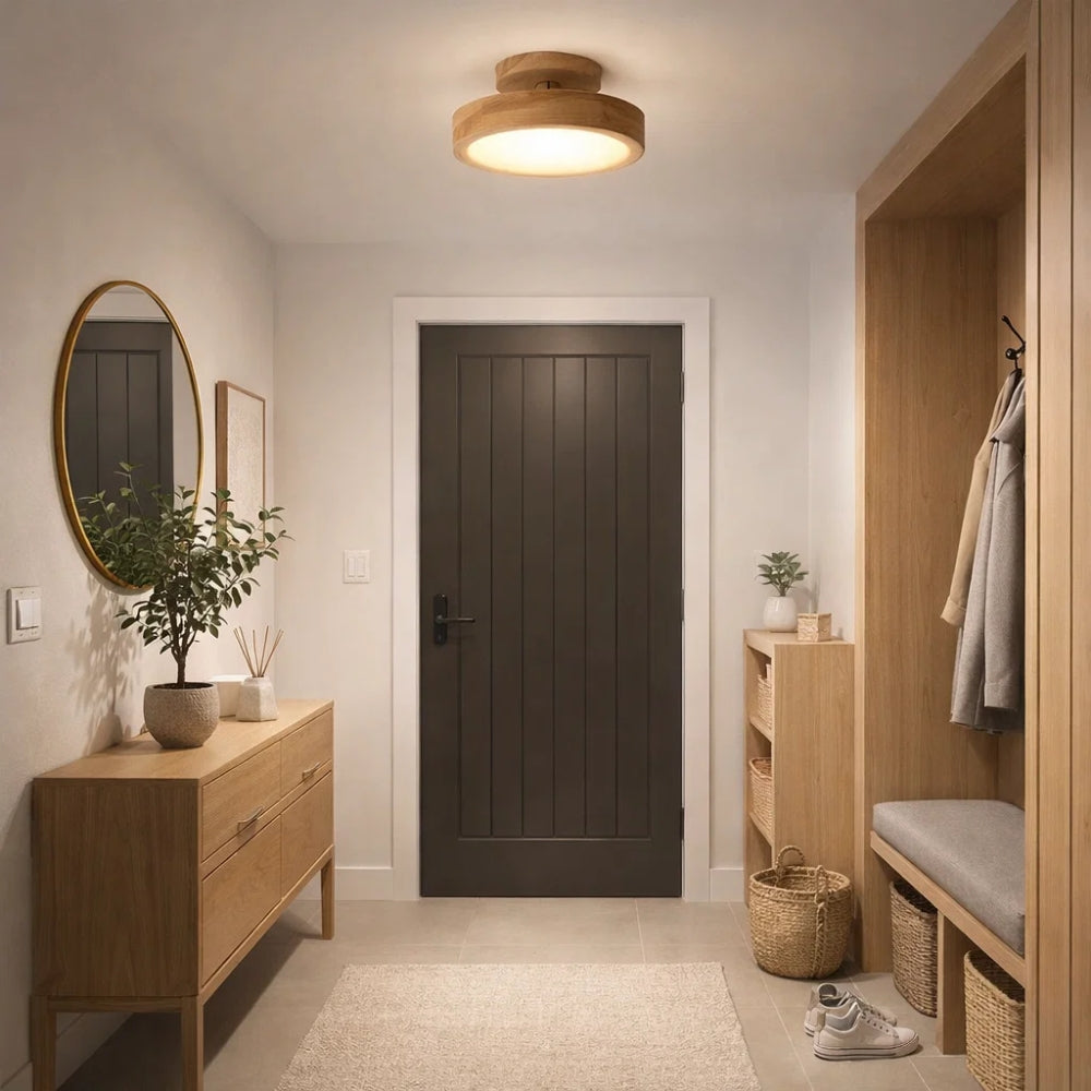 Plafonnier LED en Bois - Éclat Chaleur Nordique | Norhalis -  |   Delvanie