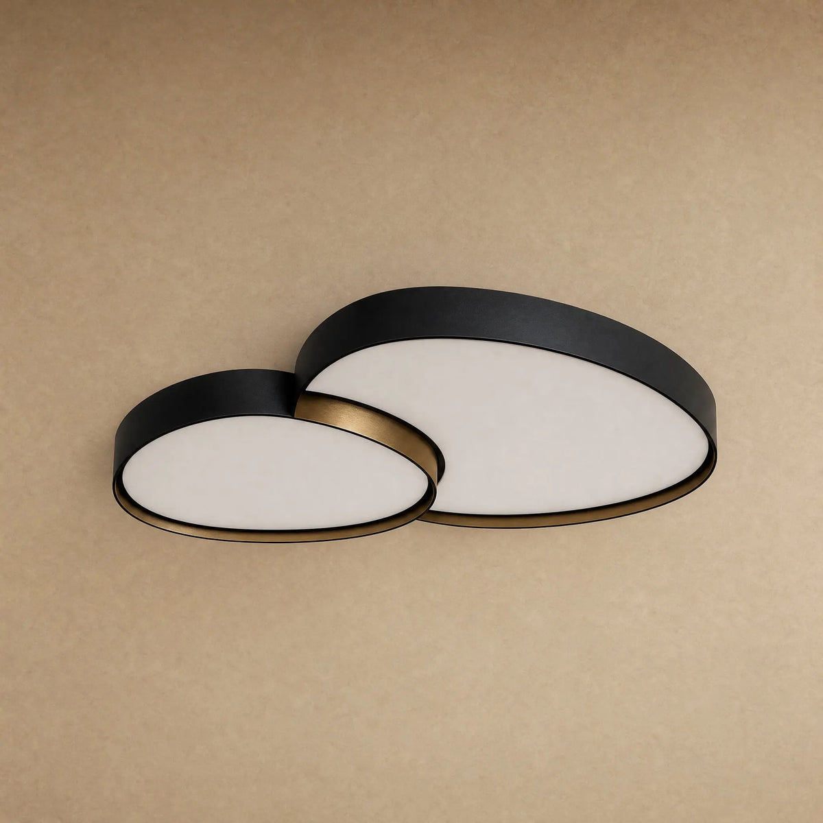 Plafonnier noir Anteva en version duo de deux galets, packshot
