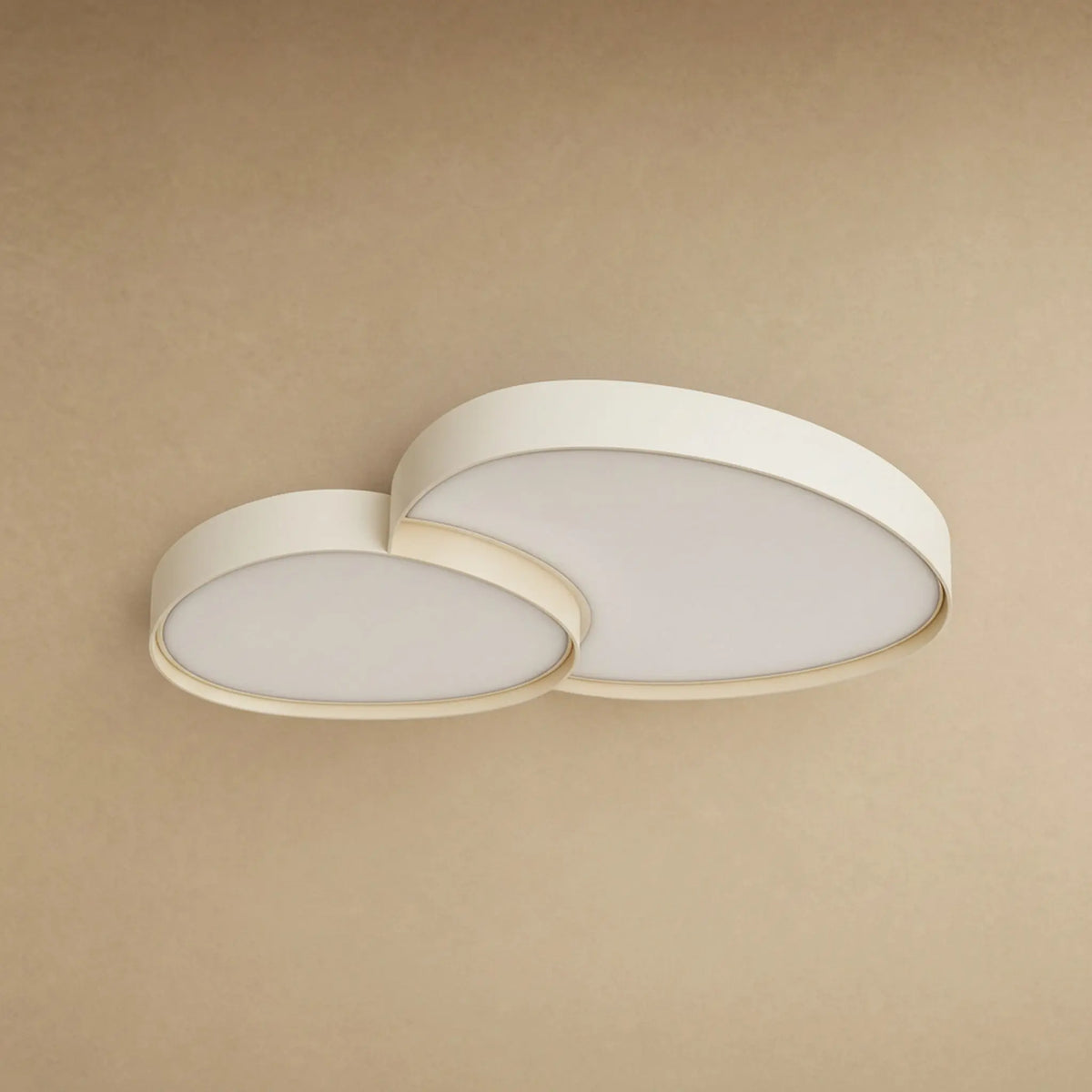 Plafonnier blanc Anteva en version duo de deux galets, packshot