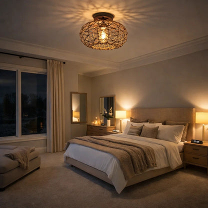 Plafonnier Rotin - Tressage Côtier | Rohana -  |   Delvanie