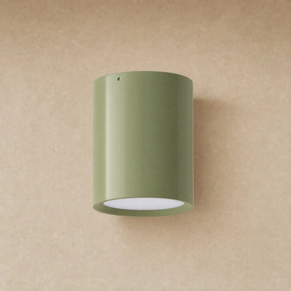 Plafonnier spot cylindrique Vert Sauge, métal laqué