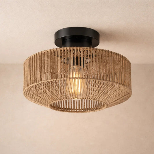 Plafonnier en Rotin - Halo Bohème Tressé | Ravena -  |   Delvanie