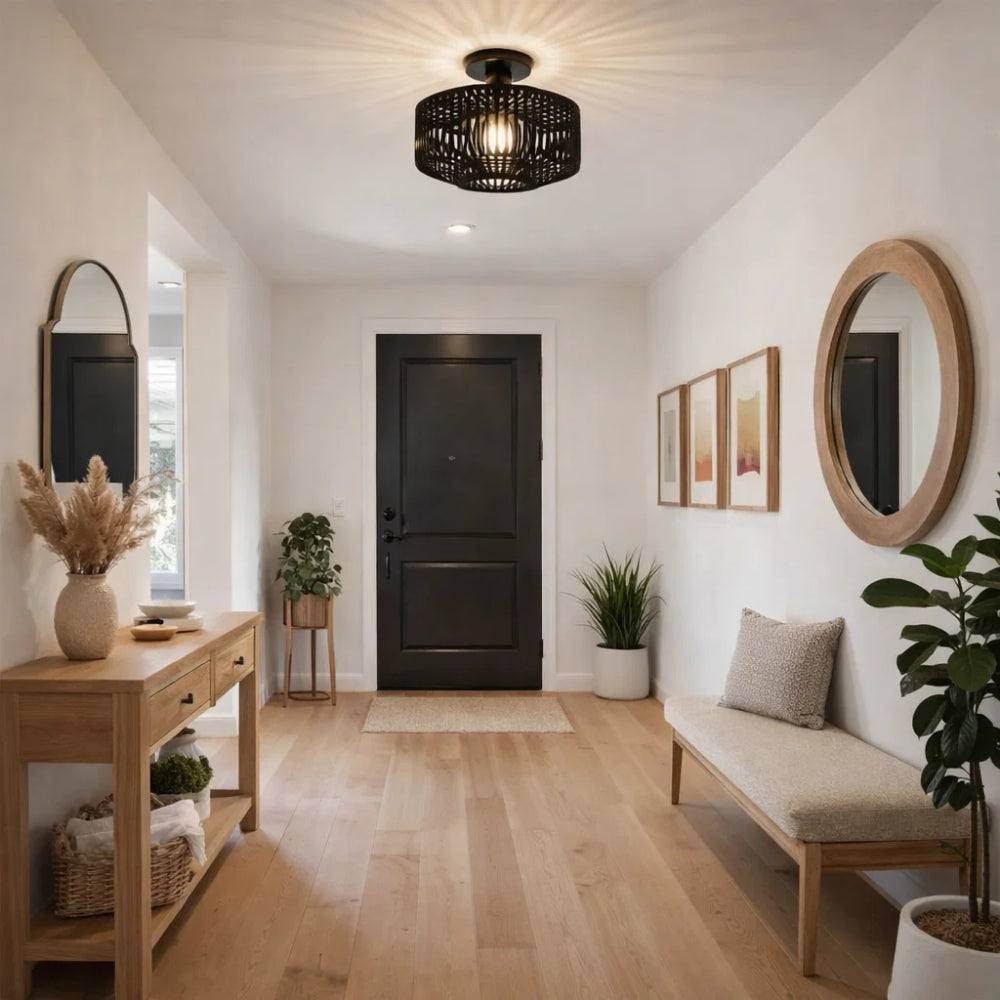 Plafonnier en Rotin - Halo Bohème Tressé | Ravena -  |   Delvanie