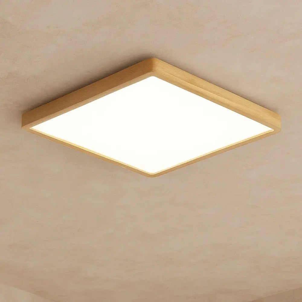 Plafonnier Led Carré - Cadre Bois Intuitif | Quadréos - Grain de bois / APP |   Delvanie