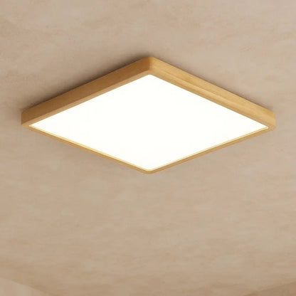 Plafonnier Led Carré - Cadre Bois Intuitif | Quadréos - Grain de bois / APP |   Delvanie
