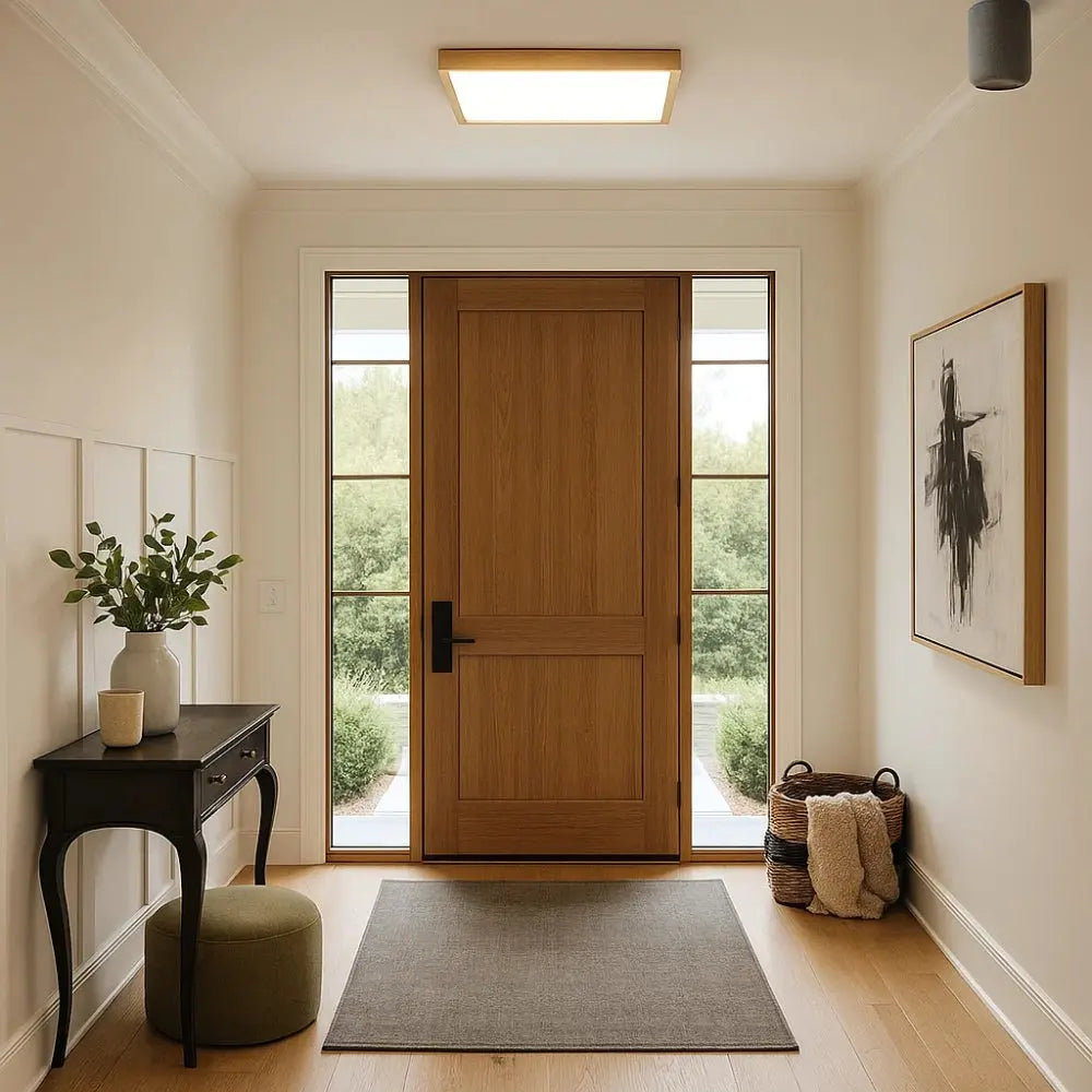 Plafonnier Led Carré - Cadre Bois Intuitif | Quadréos -  |   Delvanie