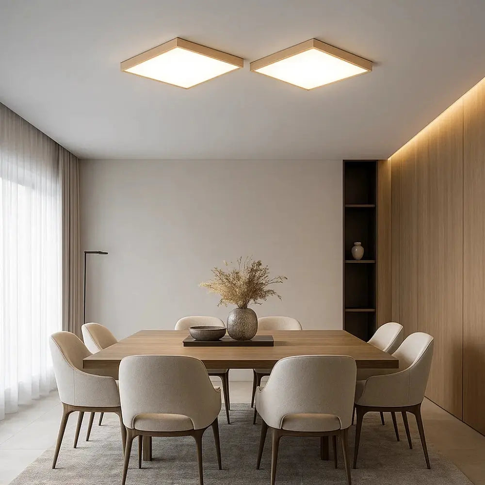 Plafonnier Led Carré - Cadre Bois Intuitif | Quadréos -  |   Delvanie