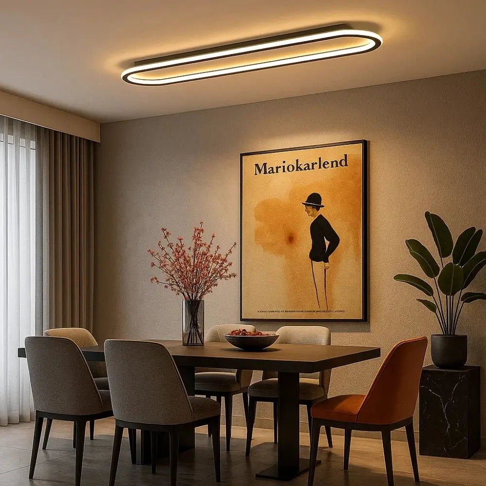 Plafonnier À Led - Ligne Lumineuse Contemporaine | Lynéor -  |   Delvanie