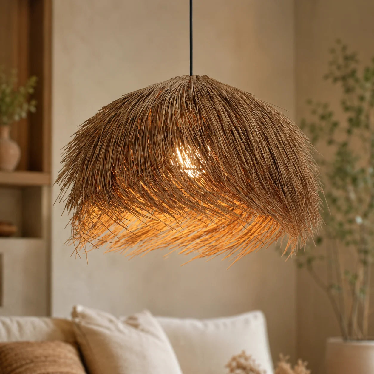Lustre rotin wabi-sabi Wabéa, photo produit
