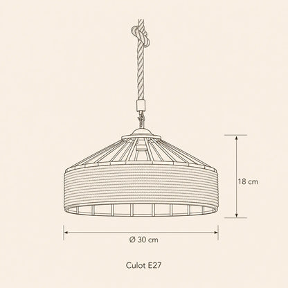 Schéma coté de la suspension corde Chanvéa, Ø 30 cm et 18 cm de hauteur | Delvanie