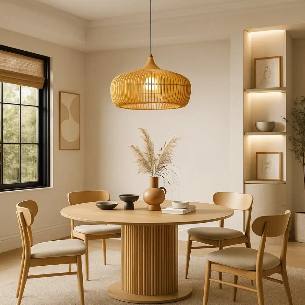 Suspension Luminaire Bois <br> Charme Zen | Japandi | Delvanie