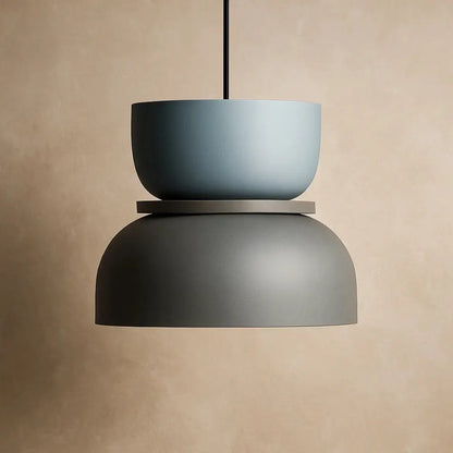 Suspension Luminaire Design - Harmonie Épurée | Novara - Bleu Clair / Gris / 22x22cm |   Delvanie