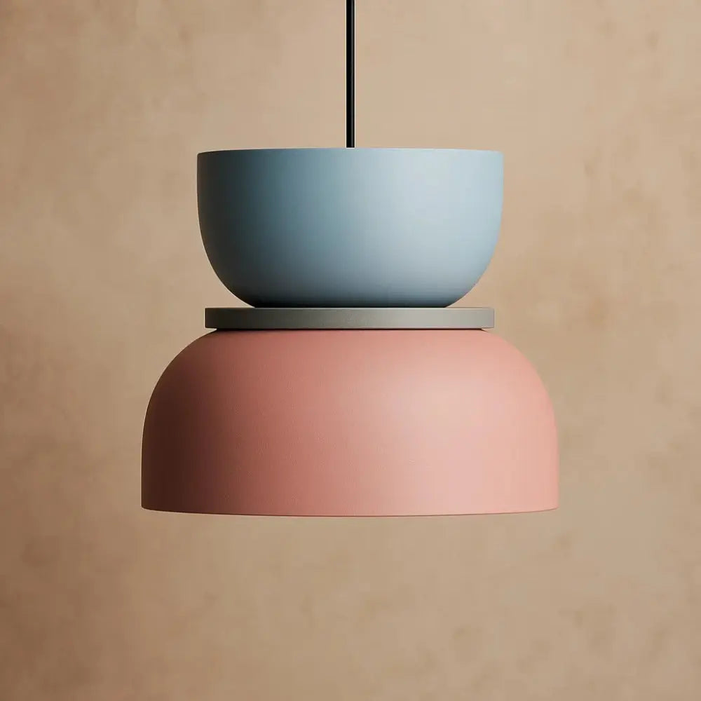 Suspension Luminaire Design - Harmonie Épurée | Novara - Bleu Clair / Rose / 22x22cm |   Delvanie