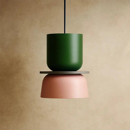 Suspension Luminaire Design - Harmonie Épurée | Novara - Vert / Rose / 18.5x24cm |   Delvanie