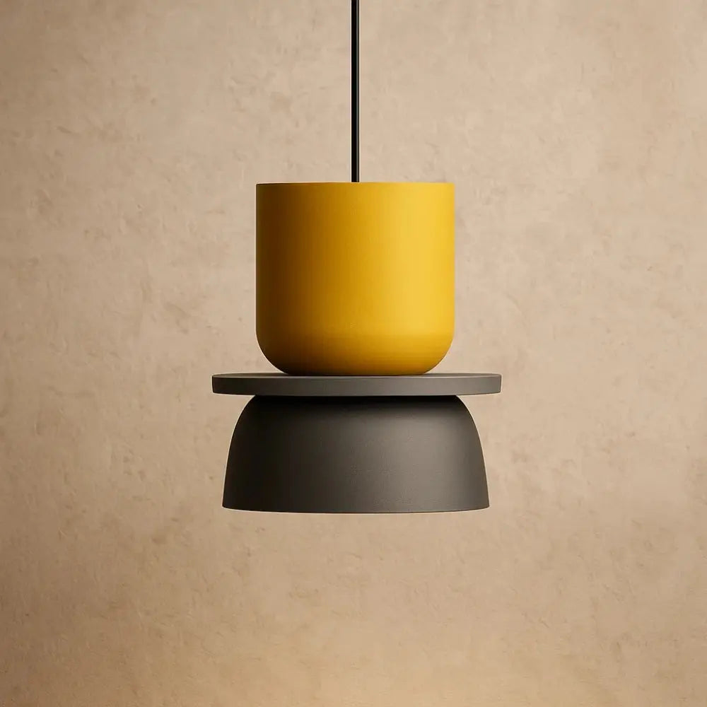 Suspension Luminaire Design - Harmonie Épurée | Novara - Jaune / Gris / 18.5x24cm |   Delvanie