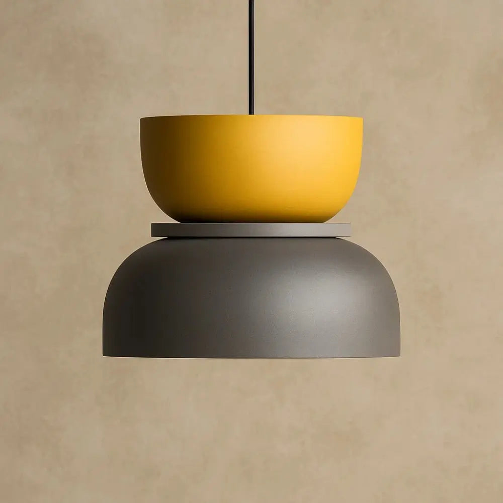 Suspension Luminaire Design - Harmonie Épurée | Novara - Jaune / Gris / 22x22cm |   Delvanie