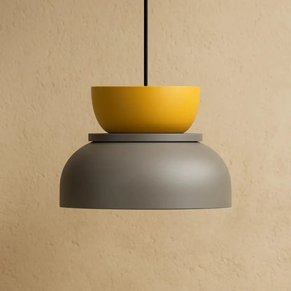Suspension Luminaire Design - Harmonie Épurée | Novara - Jaune / Gris / 29x28cm |   Delvanie