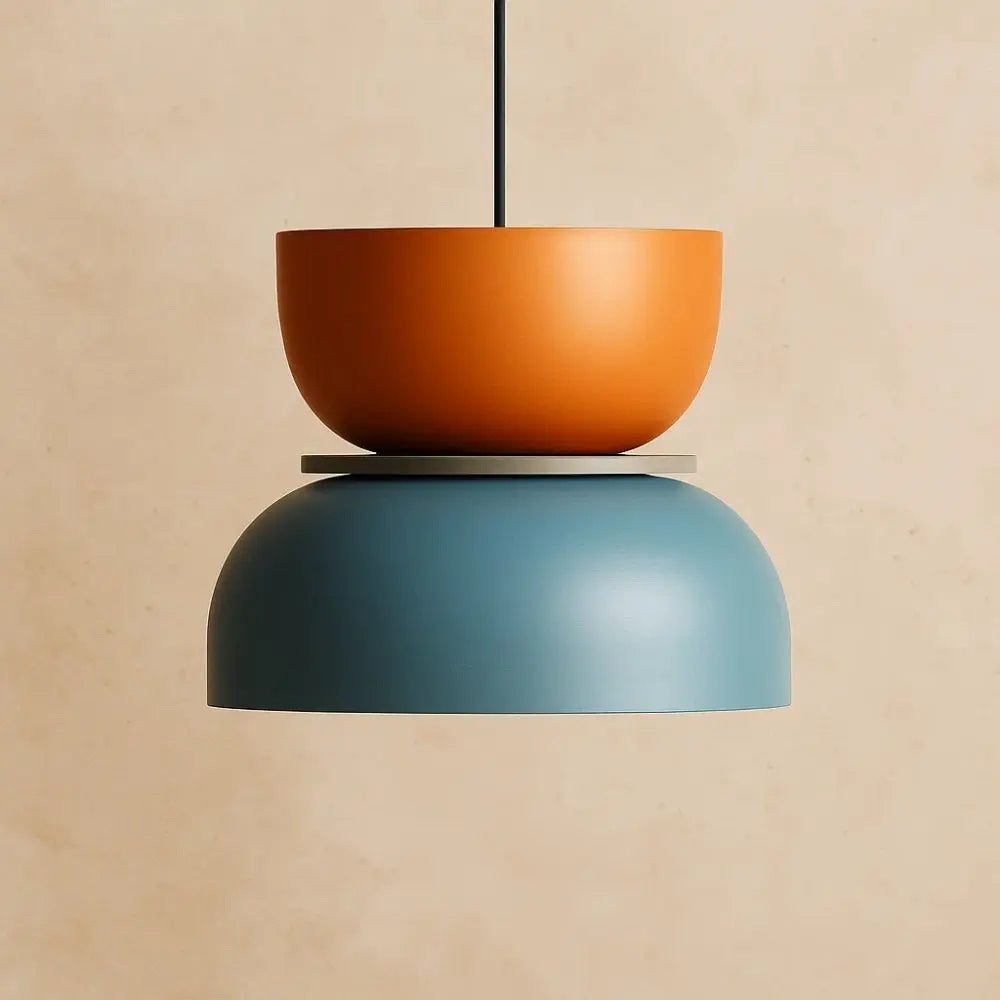 Suspension Luminaire Design - Harmonie Épurée | Novara - Orange / Bleu / 22x22cm |   Delvanie