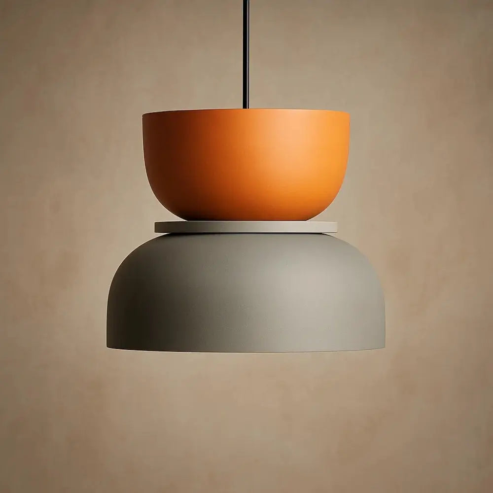 Suspension Luminaire Design - Harmonie Épurée | Novara - Orange / Gris / 29x28cm |   Delvanie