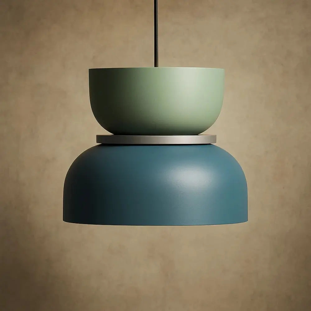 Suspension Luminaire Design - Harmonie Épurée | Novara - Vert / Bleu / 22x22cm |   Delvanie