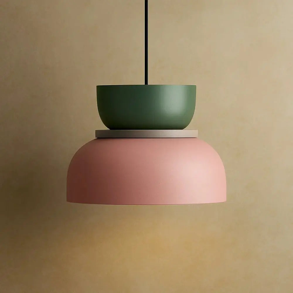 Suspension Luminaire Design - Harmonie Épurée | Novara - Vert / Rose / 29x28cm |   Delvanie