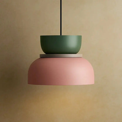Suspension Luminaire Design - Harmonie Épurée | Novara - Vert / Rose / 29x28cm |   Delvanie