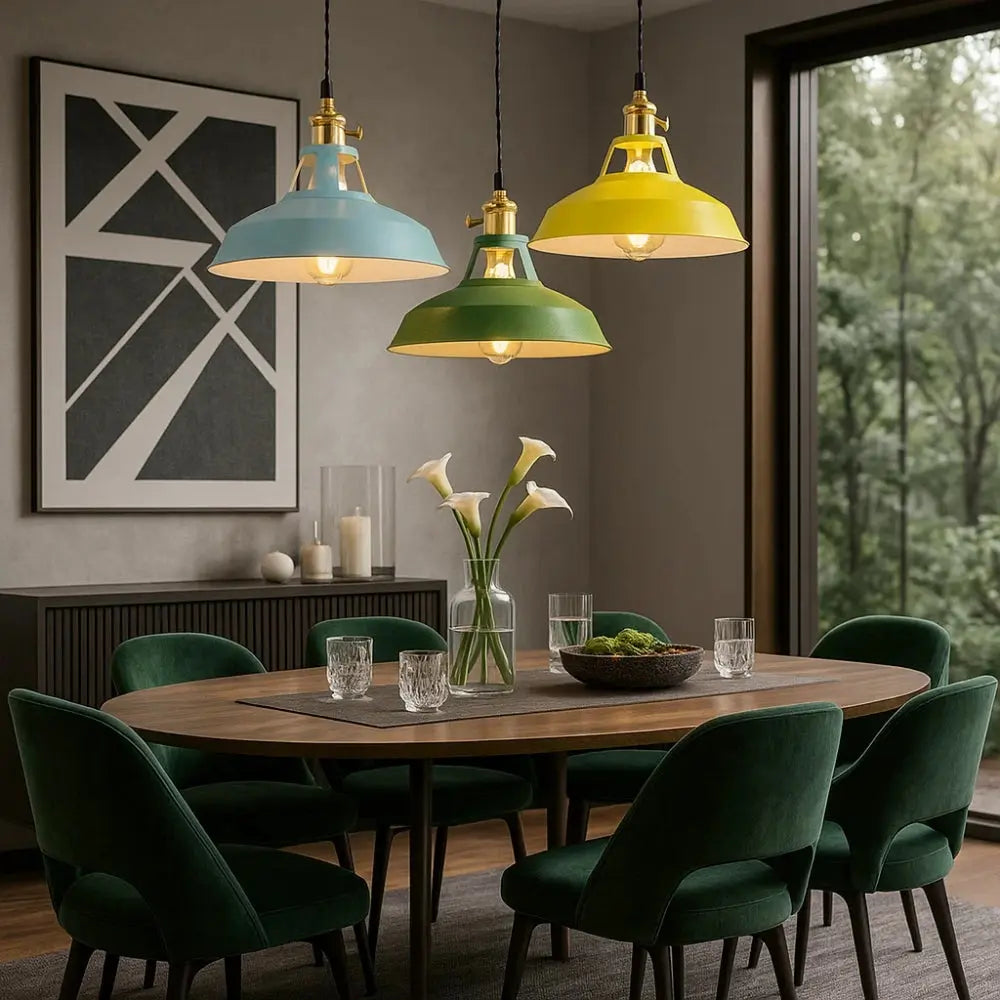 Suspension Luminaire Industriel <br> Éclat Rétro Pastel | Luminor | Delvanie