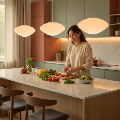 Suspension Luminaire Led - Galet Opalin Flottant | Opalyn -  |   Delvanie