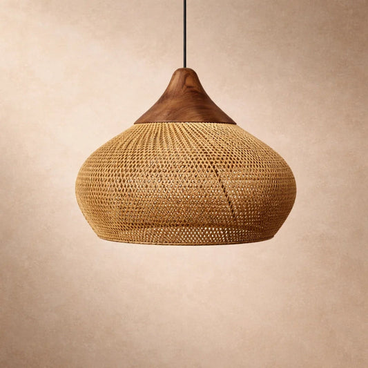 Suspension Luminaire Rotin - Halo Tressé Bohème | Orivane -  |   Delvanie