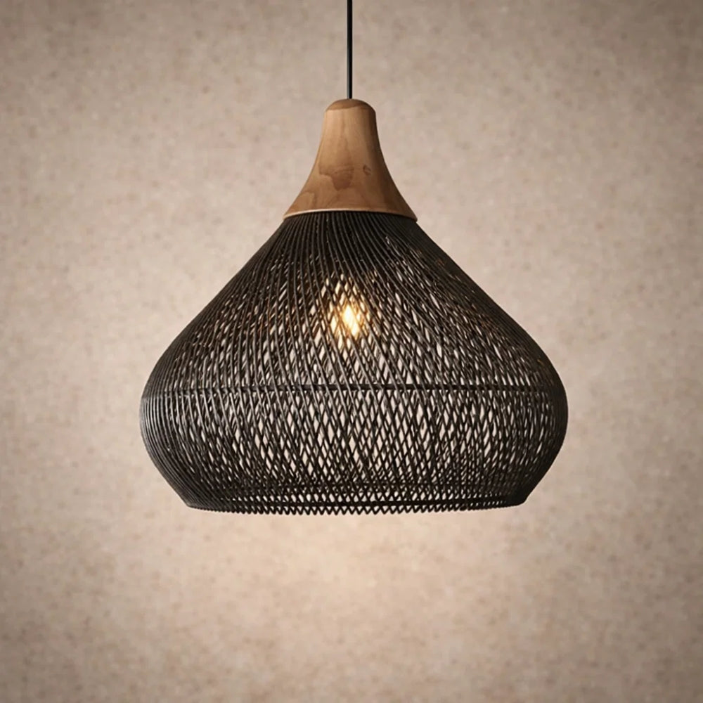 Suspension Luminaire Rotin - Halo Tressé Bohème | Orivane -  |   Delvanie