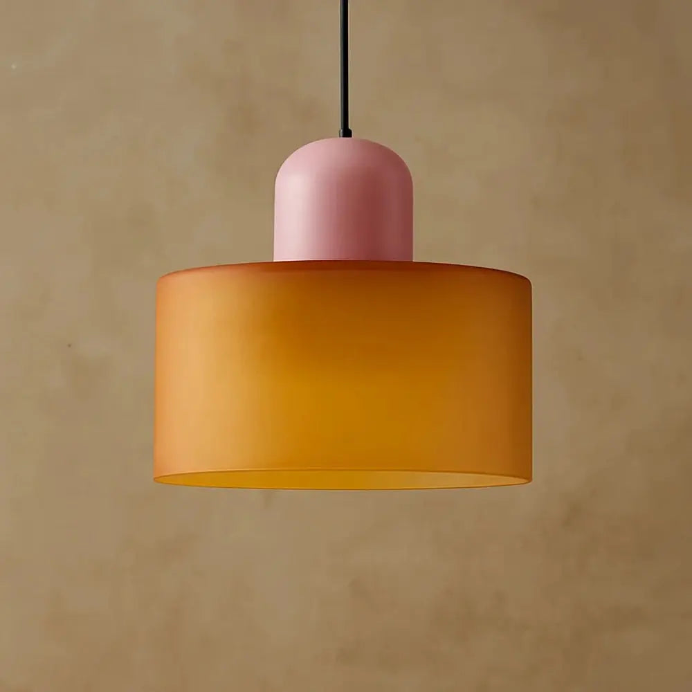 Suspension Luminaire en Verre <br> Design Élégant | GlassAura - Orange / Rose |   Delvanie