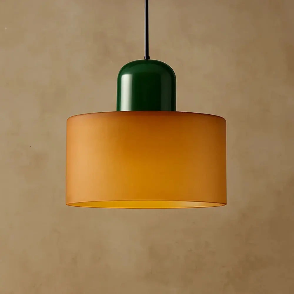 Suspension Luminaire en Verre <br> Design Élégant | GlassAura - Orange / Vert |   Delvanie