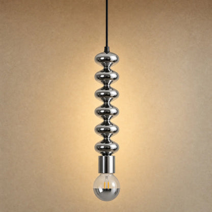 Suspension Tamayu en chrome poli avec globe demi-miroir