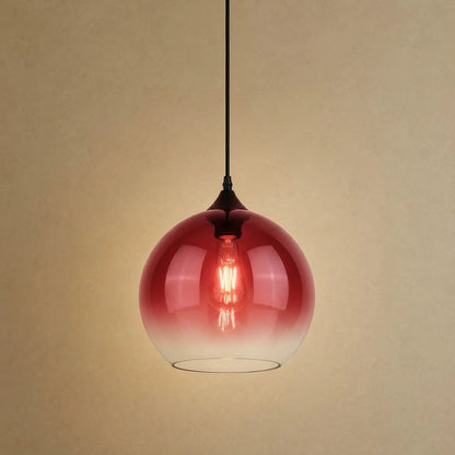 Suspension plafond Iridana, globe de verre dégradé rouge