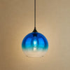 Suspension plafond Iridana, globe de verre dégradé bleu saphir
