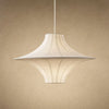 Suspension wabi sabi en tissu écru, double corolle à large bord plat, Ø 60 cm | Delvanie