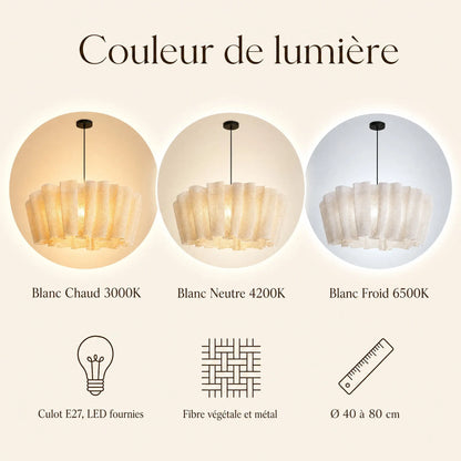 Couleurs de lumière de la suspension Rinaya : blanc chaud 3000K, neutre 4200K, froid 6500K