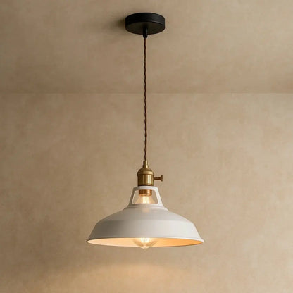 Suspension Luminaire Industriel - Éclat Rétro Pastel | Luminor - Blanc |   Delvanie