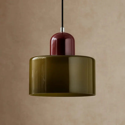 Suspension Luminaire en Verre - Élégance Contemporaine | GlassAura - Vert foncé / Bordeau |   Delvanie