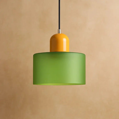 Suspension Luminaire en Verre - Élégance Contemporaine | GlassAura - Vert clair / Jaune |   Delvanie