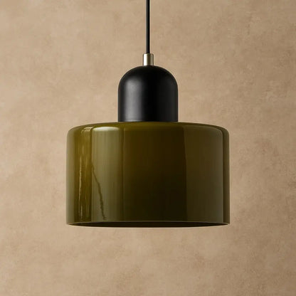 Suspension Luminaire en Verre - Élégance Contemporaine | GlassAura - Vert foncé / Noir |   Delvanie