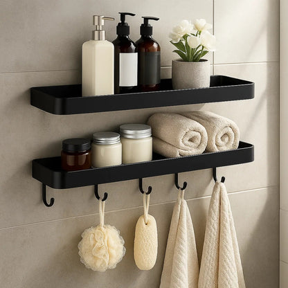 Wall Shelf Black Aluminum Organizer