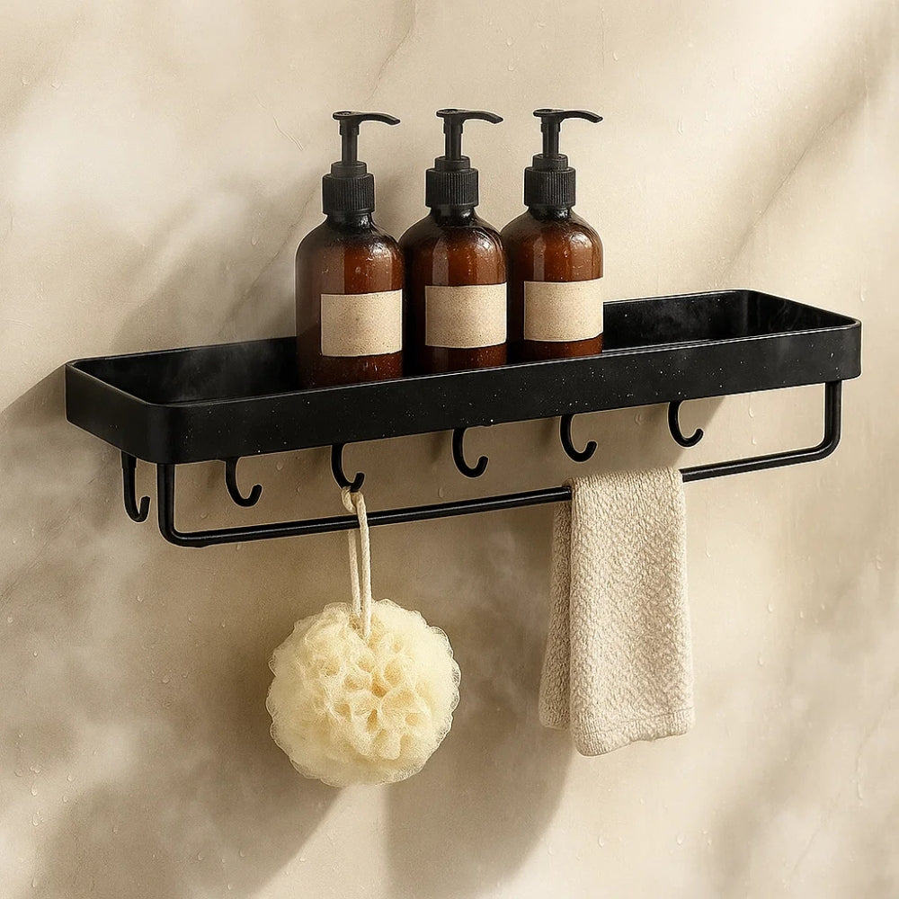 Wall Shelf Black Aluminum Organizer