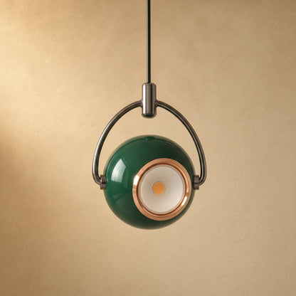 Suspension Eravia vert sapin, globe laqué orientable | Delvanie